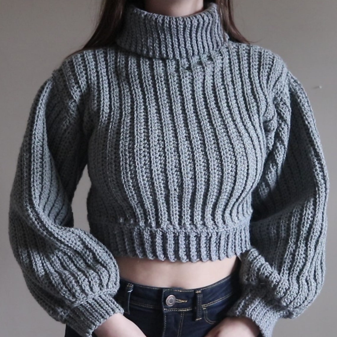 CROCHET PATTERN Ribbed Cropped Sweater PDF Pattern With Etsy Australia