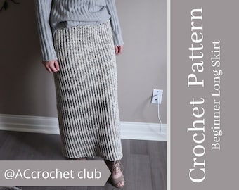 CROCHET PATTERN // Beginner Long Skirt // Instant PDF Download With Pictures & Video Included | ribbed, simple, easy, flow, cozy, fall