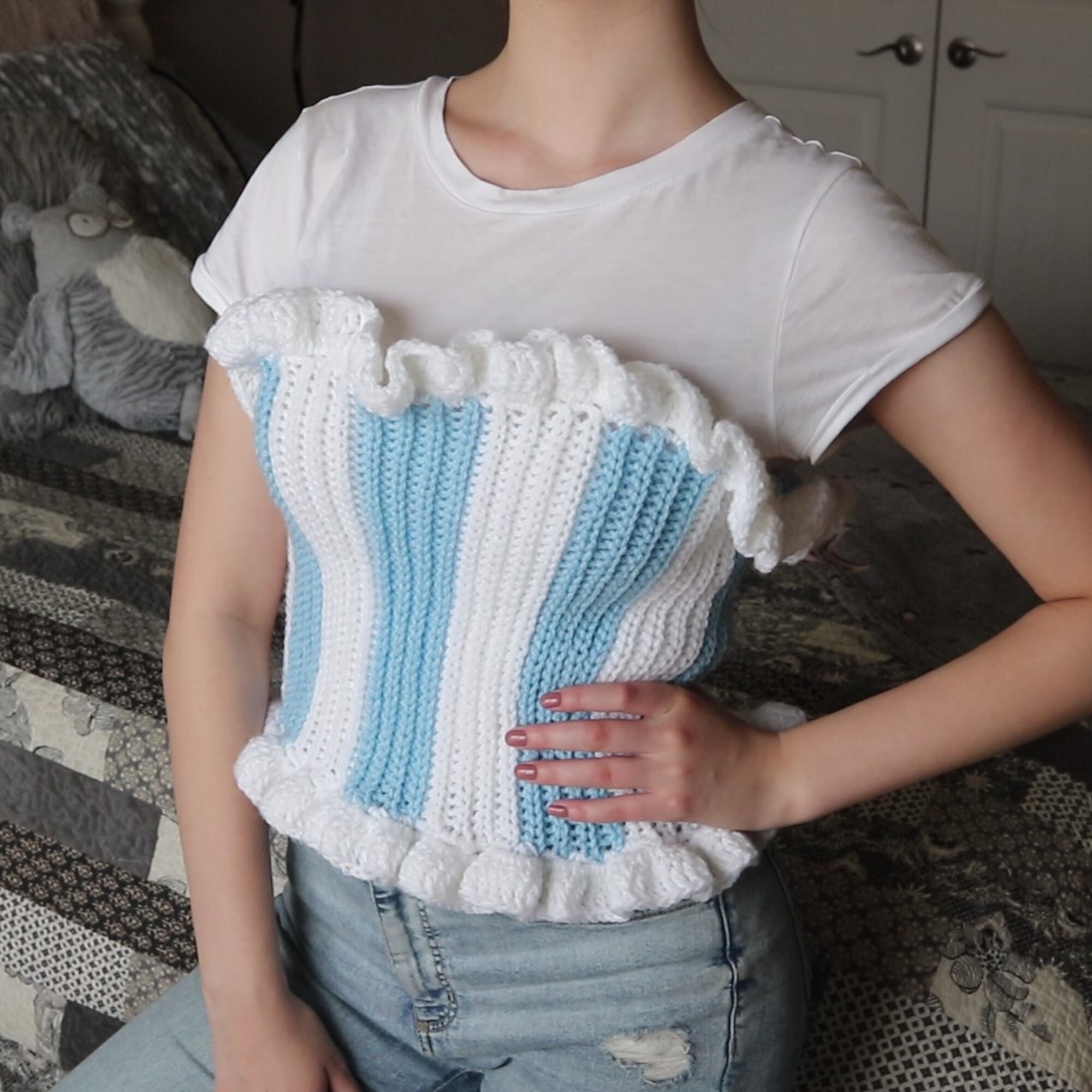 CROCHET PATTERN / MultiColor Ruffled Strap Tube Top Instant Etsy