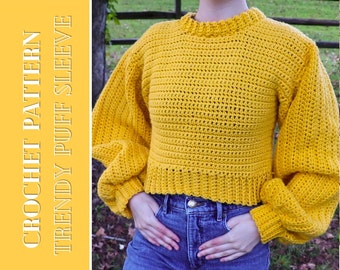CROCHET PATTERN | Trendy Puff Sleeve Sweater | Instant PDF Download & Pictures inclueded | Diy Tutorial | Homemade, yarn, easy, step-by-step