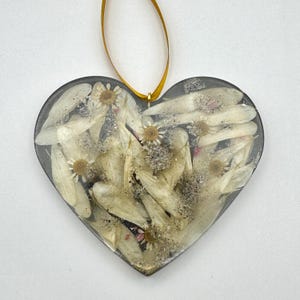 Floral Resin Heart Memorial Keepsake: Funeral Flower Preservation, Cremains or Pet Loss Ornament