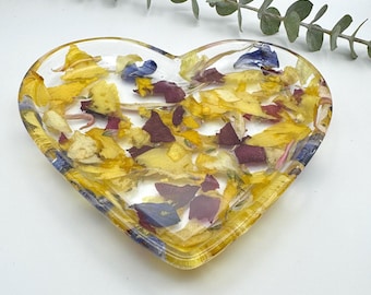 Plato conmemorativo de flores en forma de corazón: Conservación floral funeraria / Recuerdo de boda