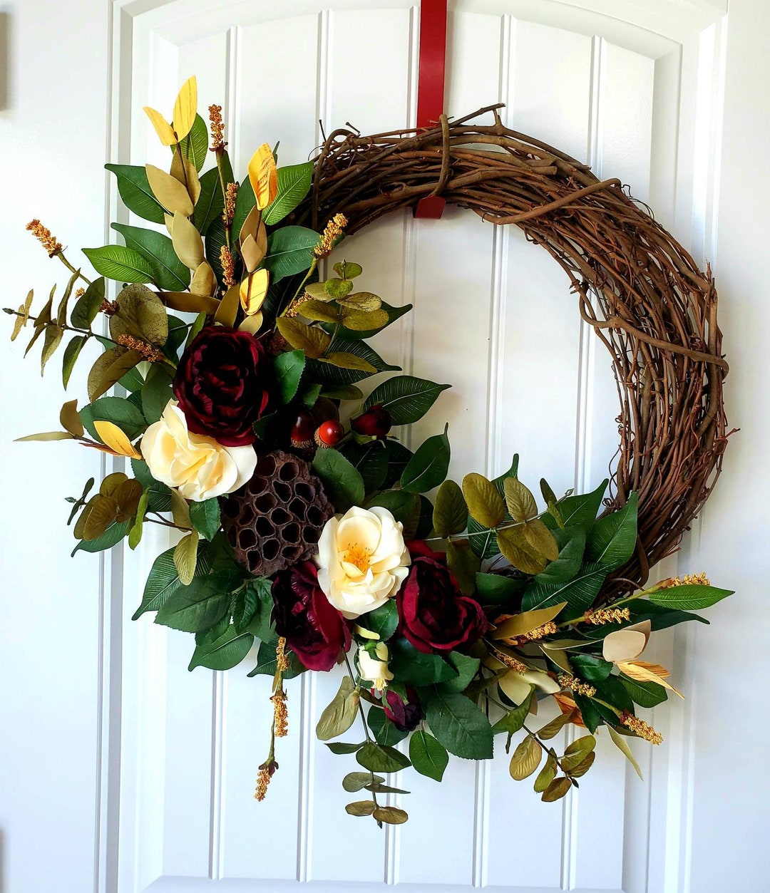 Fall Wreath, Autumn Rose Wreath, Modern Wreath, Elegant Wreath - Etsy