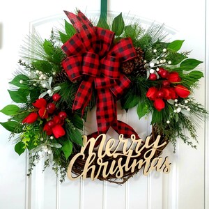 BEST SELLER! Christmas Wreath, Winter Wreath, Buffalo Wreath, Red Holiday Wreath