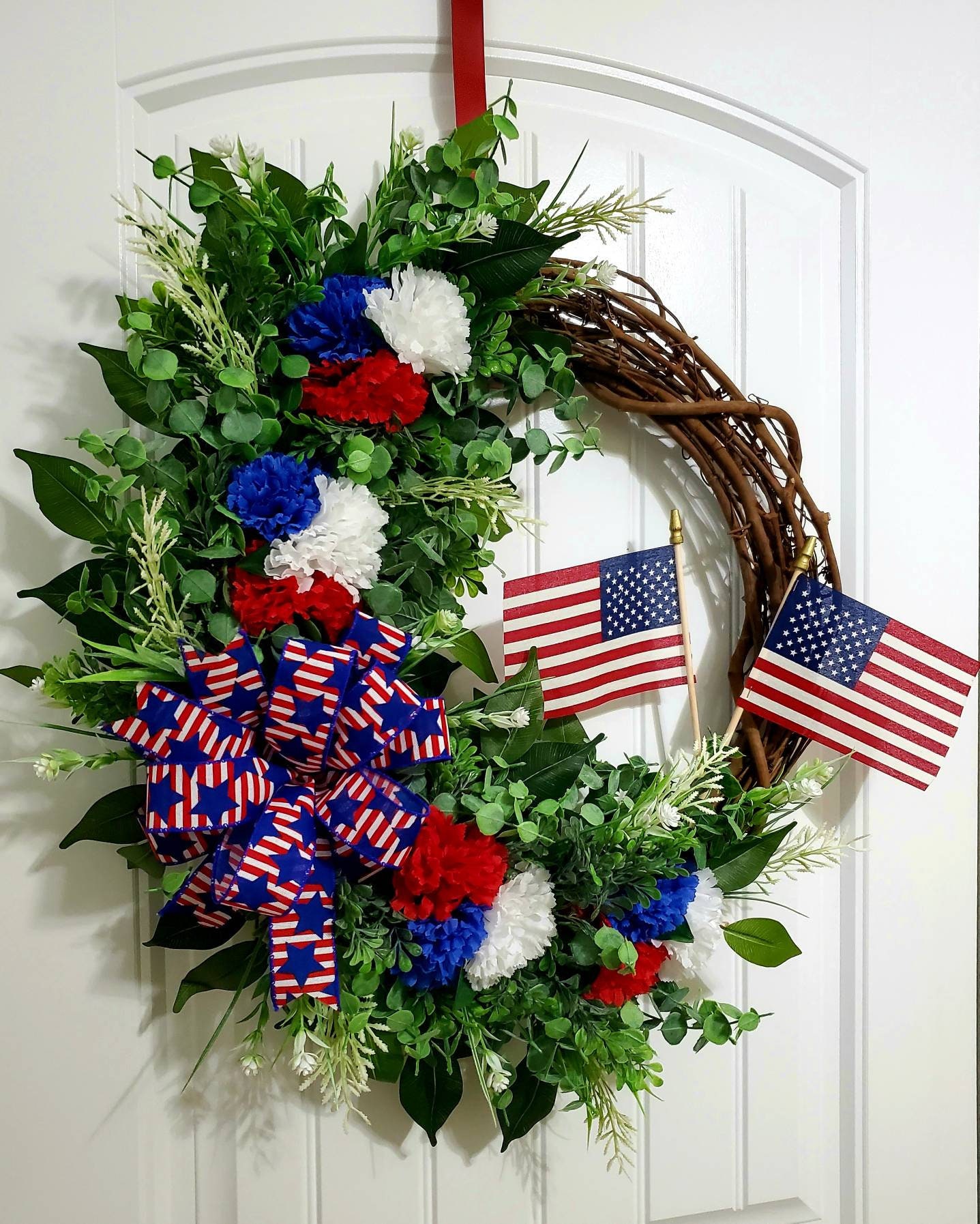 Patriotic Wreath, Memorial Day Wreath, 4th of July Wreath, Flag Wreath ...