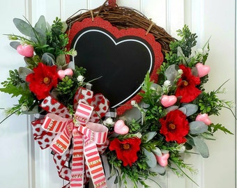 Valentine Wreath, Valentine's Day Wreath, Red and pink Wreath, Mother's Day Wreath, Romantic Wreath