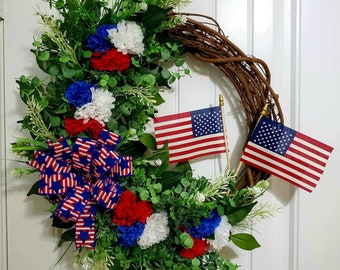 Patriotic Wreath, Memorial Day Wreath, 4th of July Wreath, Flag Wreath