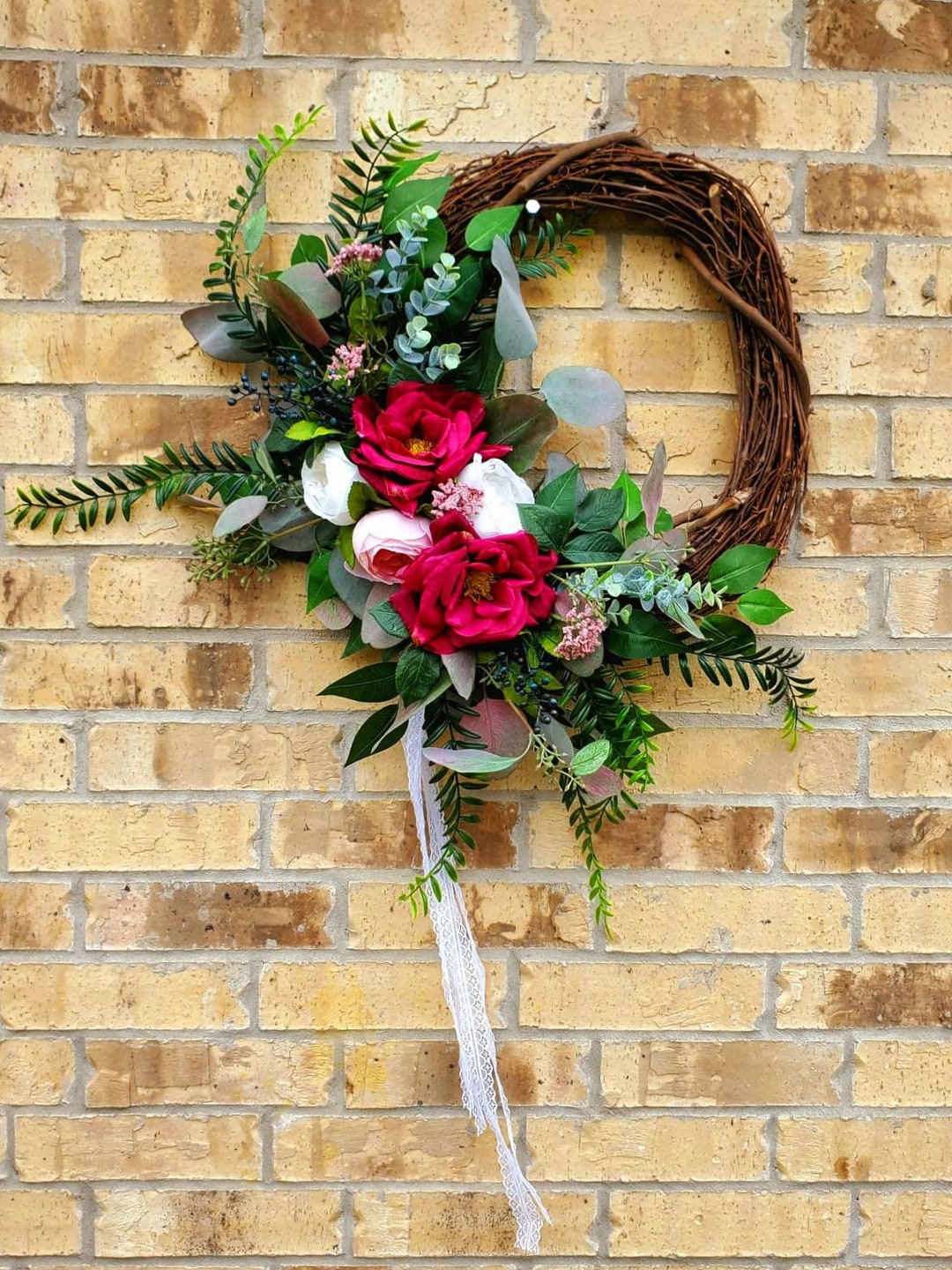 Elegant Roses Wreath, Nursery Peonies Wreath, Summer Wreath, Modern ...