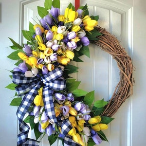 BEST SELLER!! Tulip Wreath,  All Season Wreath, Summer Wreath, More Colors Wreath, Greenery and Tulip Wreath, Eucalyptus Wreath