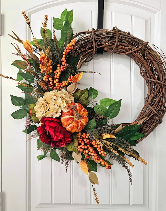 Fall Wreath, Elegant Autumn Wreath, Luxury Pumpkin Wreath, Fall
