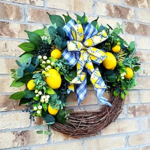 Lemon Wreath, Summer Wreath, Berries Wreath, Spring Wreath, Front Door Wreath, Kitchen Wreath