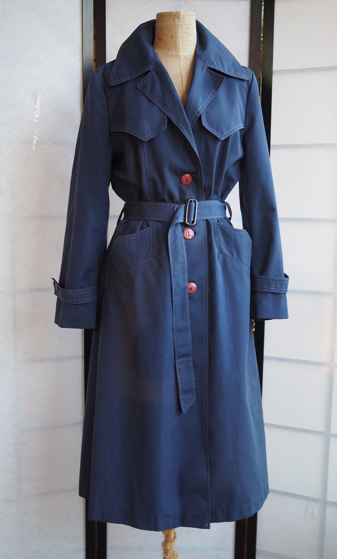 1970s Navy Trench Coat - Etsy