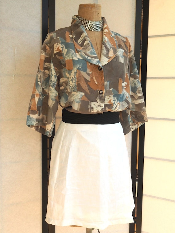 1980s Abstract Print Blouse - image 1