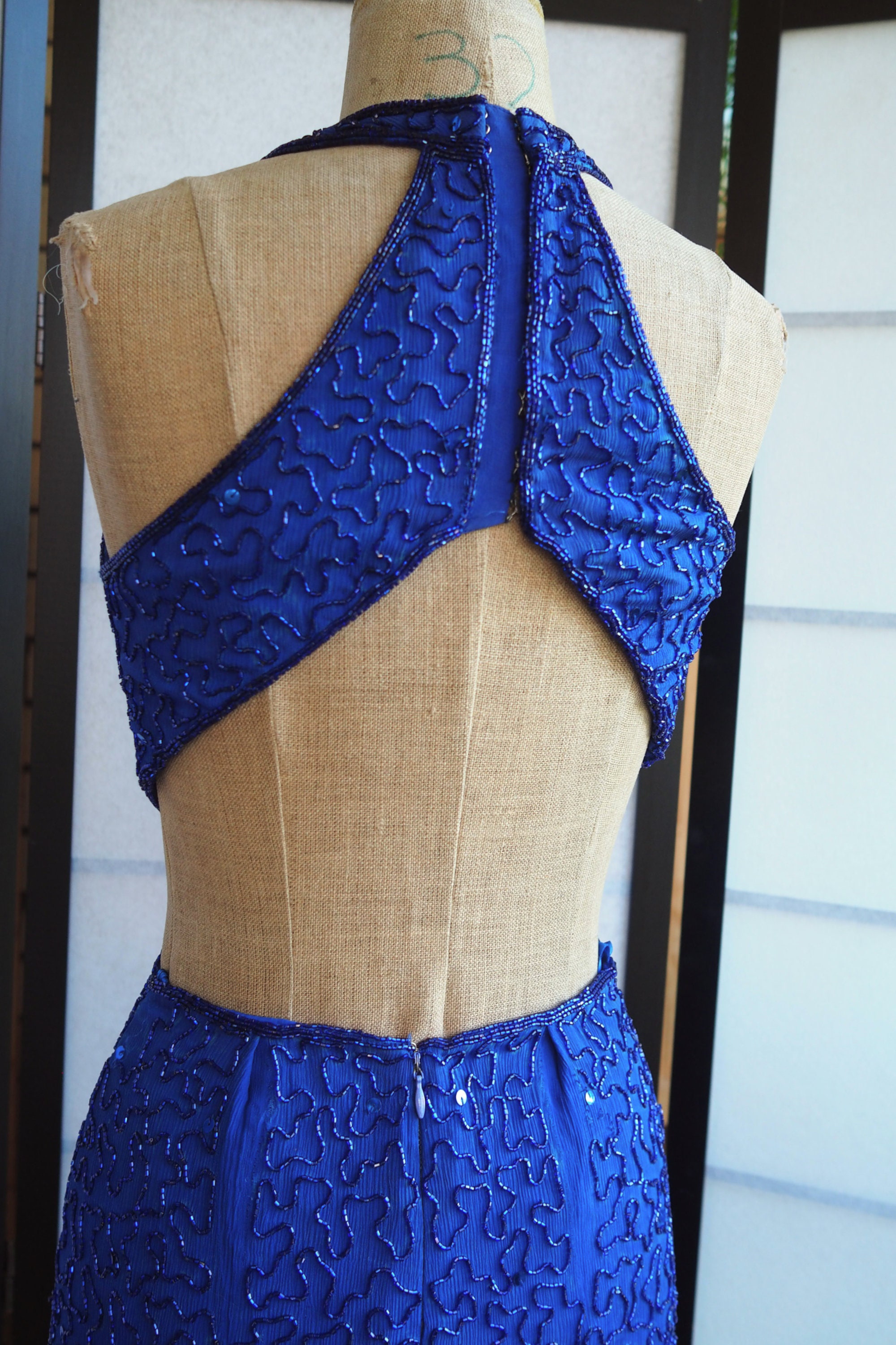 Silk 1980s Fully Beaded Gown- Andretta Donatello