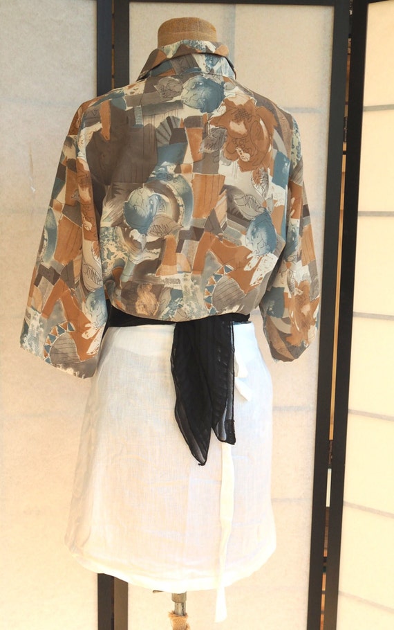 1980s Abstract Print Blouse - image 3