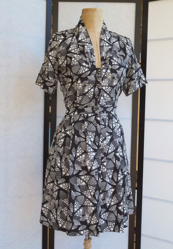 abstract print mini dress VOY Watercolor Abstract Print Mini Dress with Contrasting Stripe Details in Multi S