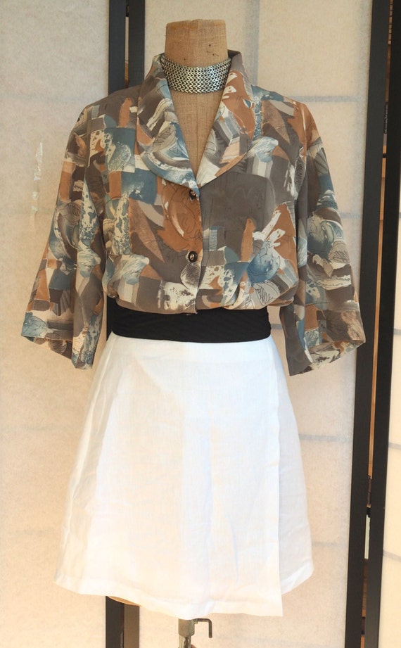 1980s Abstract Print Blouse - image 2