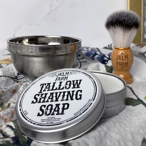 Unscented, Organic, Grass-Fed Tallow Shaving Soap - Thick Lather, Gentle & Moisturizing Shave