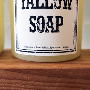 jklm farm natural organic grass-fed tallow liquid soap bottle ingredients