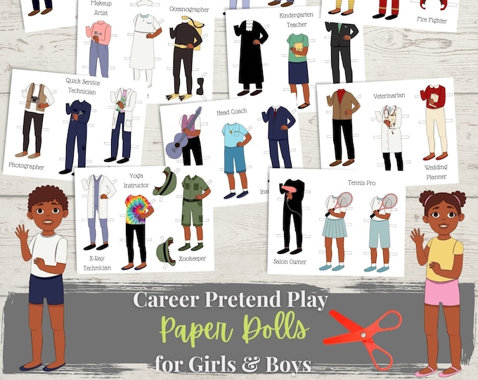 Printable Paper Dolls for Boys &amp; Girls, ABC Profession, Pretend Play ...