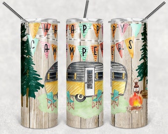 20 oz Stainless Steel Happy Camper Tumbler Glamping RV Camping