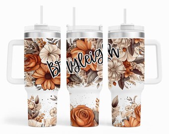 Fall Flowers 40 oz Tumbler with Handle - Floral - Mother's Day Gift - Teacher Appreciation Gift - Large Capacity Tumbler - 40oz Dupe