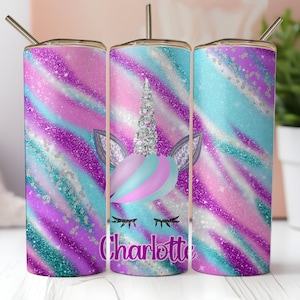 Unicorn Tumbler / Personalize with a name / 20 oz Skinny (Non-Tapered) Tumbler