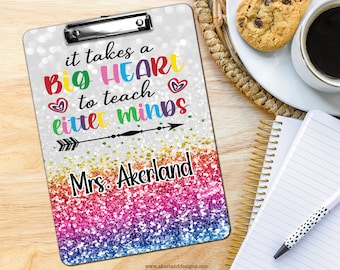 Rainbow Teacher Clipboard with Personalization Front and Back - Great Gift for Teachers - Teacher Appreciation Gift - Double Sided