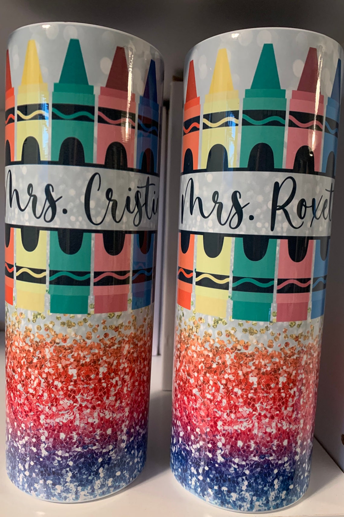 Glitter Teacher Tumbler With Personalization / 20 Oz Skinny Etsy