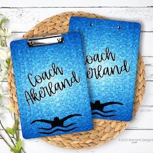 Swim Coach Clipboard with Personalization Front and Back - Gift for Swim Coach - Double Sided 9x12.5 inches