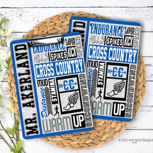 Blue Cross Country Clipboard with Personalization on Front and Back - Gift for Coach 9x12.5 inches