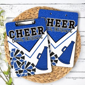 Blue Cheer Clipboard with Personalization Front and Back - Gift for Coach - Cheerleader - Double Sided 9x12.5 inch