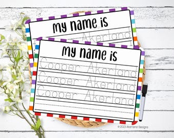 Personalized Reusable Name Practice Trace Board | Dry Erase Board with Black Dry Erase Pen Included | Homeschool Tools | Alphabet Practice