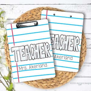Teacher Clipboard with Personalization Front and Back Gift for Teachers Back to School Gift - Double Sided Pencil Theme 9x12.5 inches