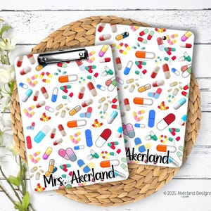 Pharmacist Clipboard Personalized with a name, Design printed on both sides. Great gift for pharmacy graduate!