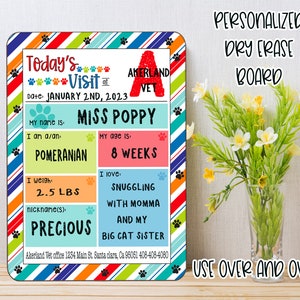 Today's Vet Visit Primary Colors - Custom Vet Office Sign - Puppy's First Appointment - Customize with Office Logo, address and phone number