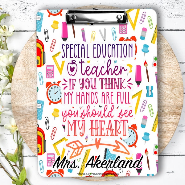 Special Education Teacher Clipboard with Personalization FRONT and BACK - SPED Teacher Gift - Double Sided