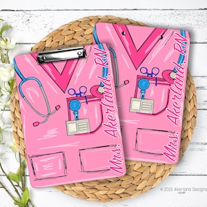 Pink Nurse Clipboard with name front and back - Nurse Gift - Nurse Graduate Gift 9x12.5 inches