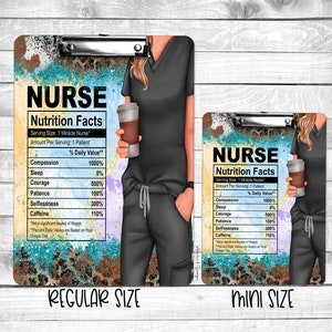 Nurse Clipboard Nutrition Fact Double Sided Clipboard with Personalization - Double Sided