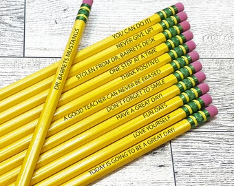 Personalized engraved pencils, Set of 12 Pencils, Student Pencils, Teacher Pencils, Back to School, Teacher Gift