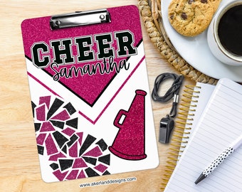 Pink Cheer Clipboard with Personalization Front and Back - Gift for Coach - Cheerleader - Double Sided