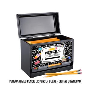 Personalized Pencil Dispenser Decal - Digital Download Only - Personalized with a name to make your own decal for a pencil dispenser.