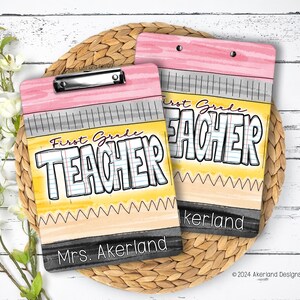 Teacher Clipboard with Personalization Front and Back Gift for Teachers Back to School Gift - Double Sided Pencil Theme 9x12.5 inches