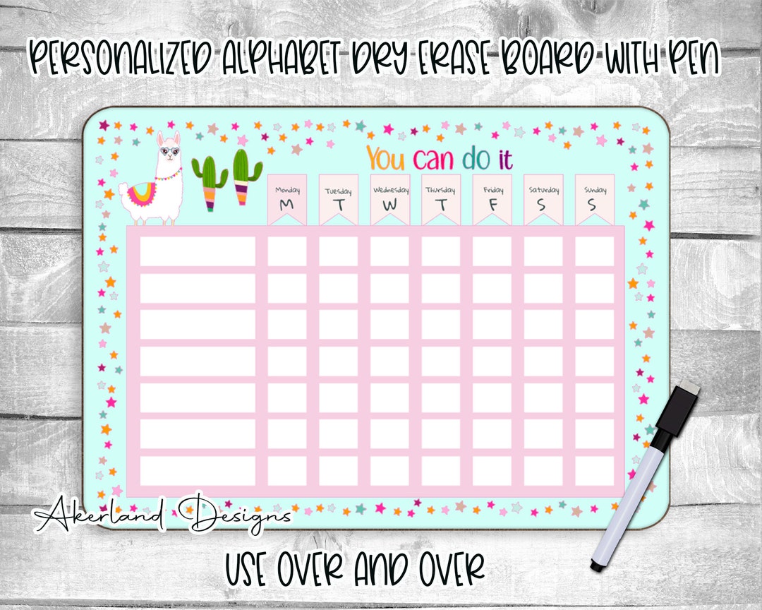 Reusable Reward Chart Personalized Dry Erase Chore Chart Dry Erase
