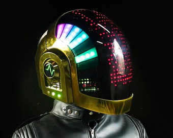 Casco Daft Punk Guy Manuel con luces RGB y pantalla Matrix Wifi