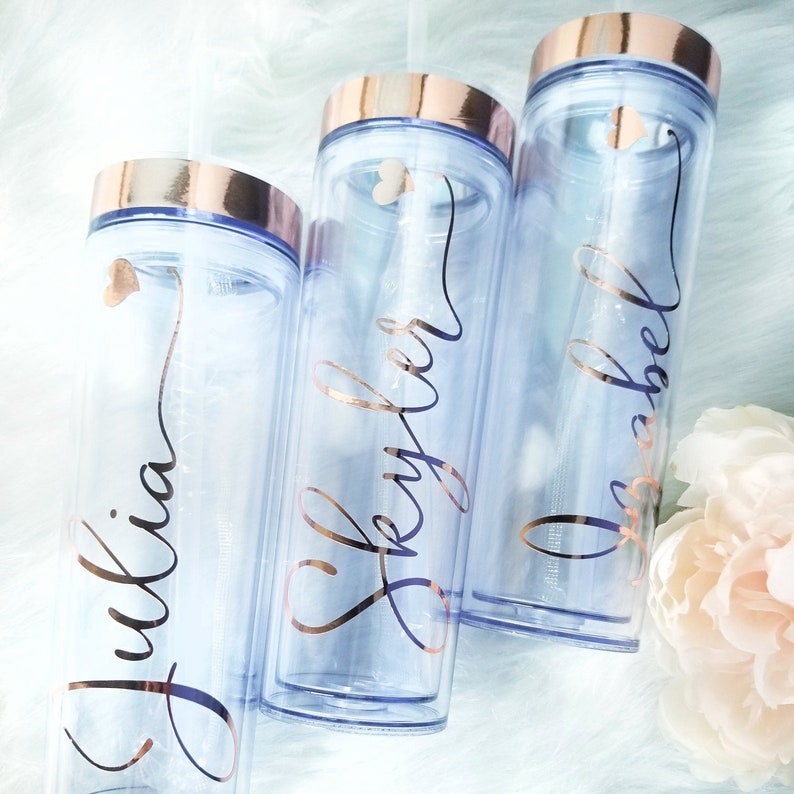 Rose Gold Tumbler Personalized Acrylic Tumbler with Straw Etsy