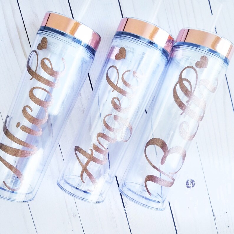 Rose Gold Tumbler Personalized Acrylic Tumbler with Straw Etsy