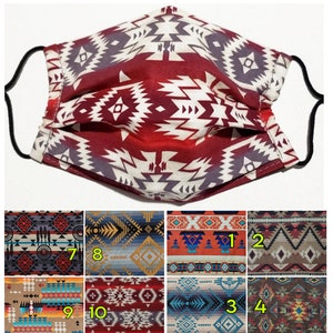 Southwest Native Face Mask Filter Pocket Removable Nose Wire Adjustable