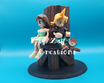 Cloud and Tifa Childhood Promise, Water Tower mini Diorama Statue / Figure from Final Fantasy 7