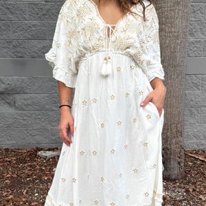 Maxi Stylish Boho Dress / Bohemian. Sexy Backless Open Back / Cotton  Dress / Boho Dress / Embroidered